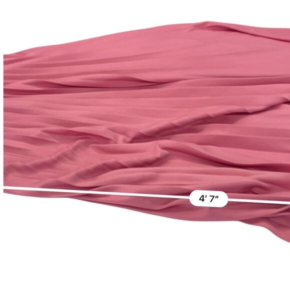 VINTAGE 70’s dusty pink Bridesmaid Maxi Dress with pleats & crochet size 8 - Picture 9 of 10